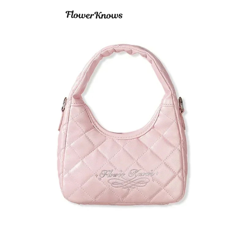 Flower Knows 7th Anniversary Pink PU Leather Cosmetic Bag Cosmetic Tote Bag QXL