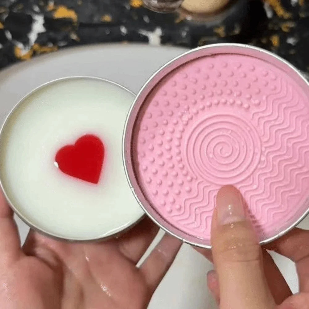 Makeup Brush Cleaner Soap & Silicone Mat – Deep Clean Tin Brush Cleaner Soap QXL 1PC