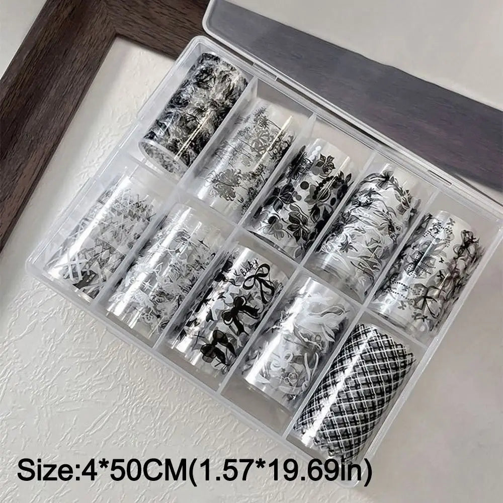 Nail Foil Transfer Stickers – Flower, Leopard & Sequin Art Nail Foil Stickers QXL