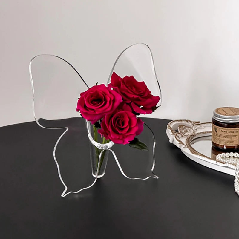 Clear Acrylic Butterfly Vase | 3D Home Décor Flower Vase Decorative Acrylic Vase QXL