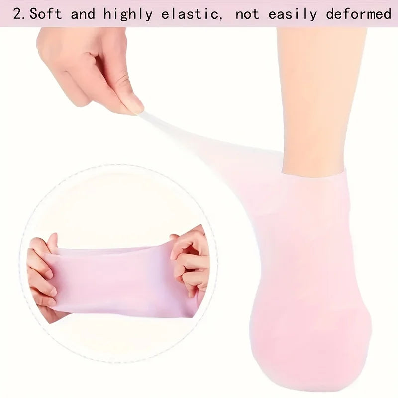 2-Pack Silicone Moisturizing Foot Sleeves | Overnight Heel Care Moisturizing Foot Sleeves QXL