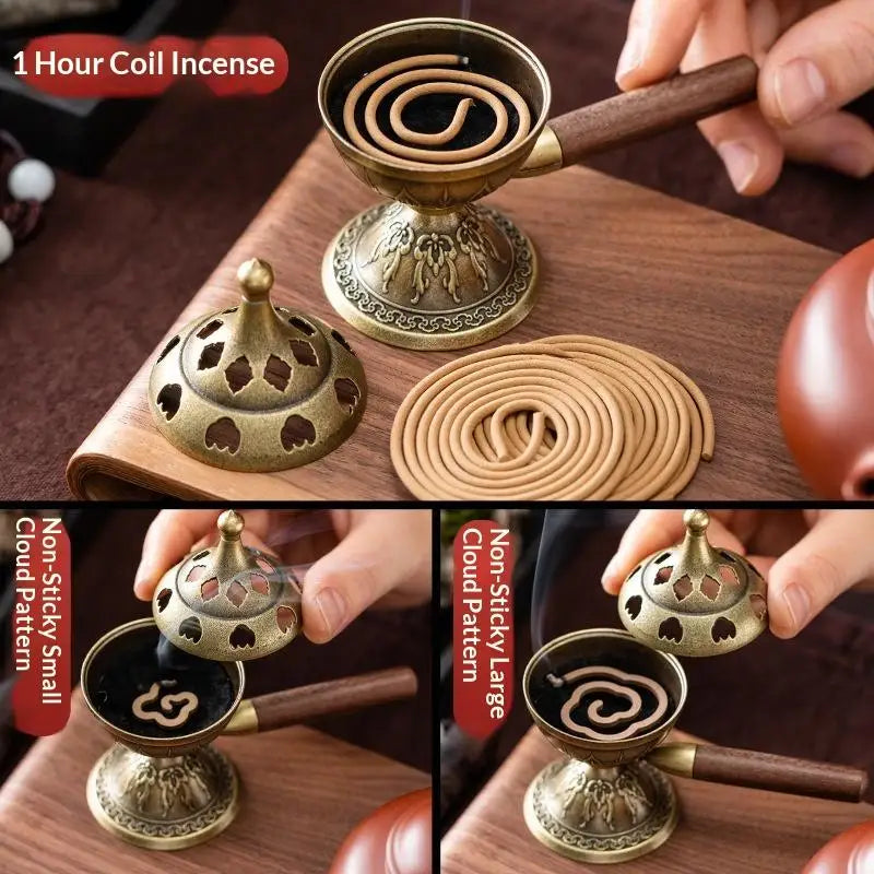 Rotating Handle Zinc Alloy Coil Incense Burner | Aromatherapy Incense Burner QXL