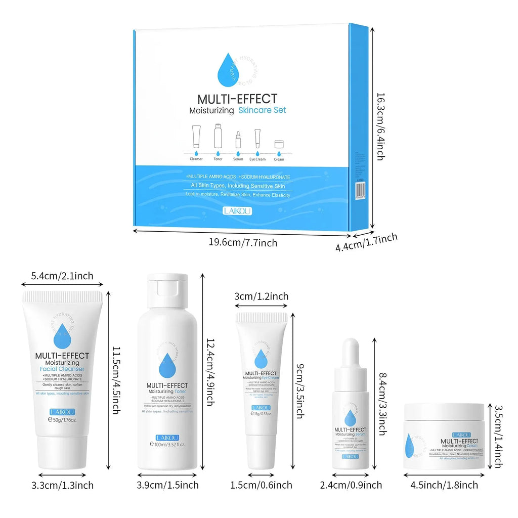 LAIKOU 5-Piece Hydrating Skincare Set | Hyaluronic Acid Skincare Gift Set QXL