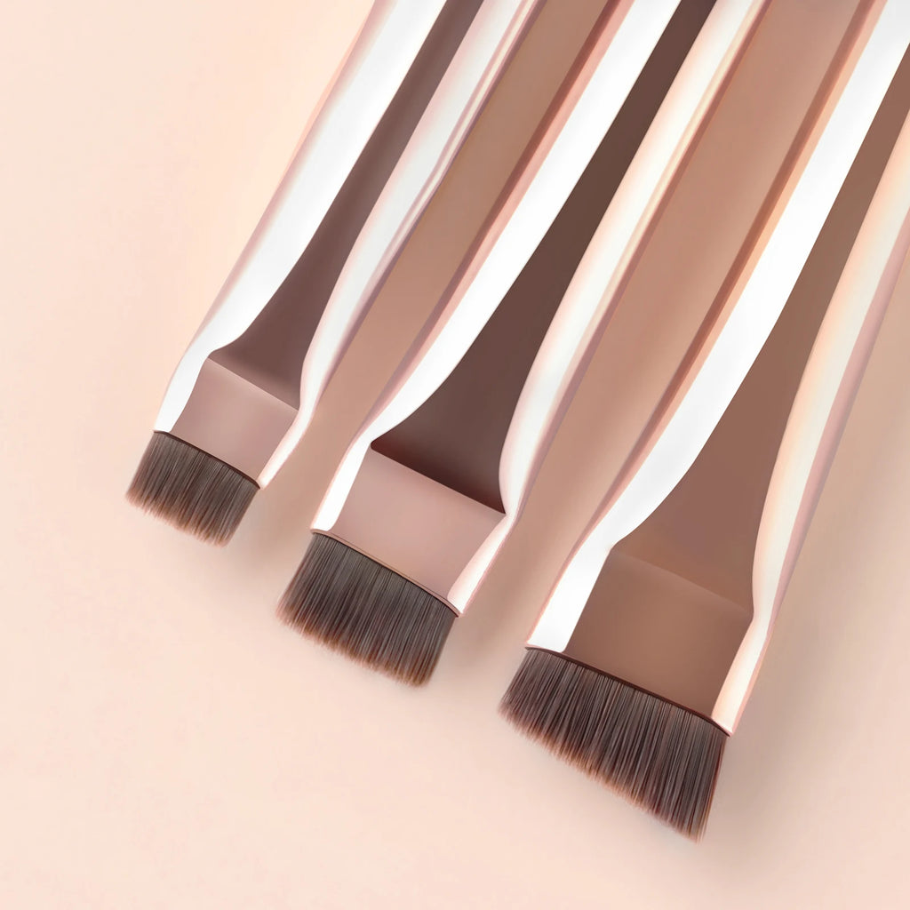 3-Piece Angled Eyeliner & Eyebrow Brush Set | Ultra-Thin Eye Makeup Brush Set QXL