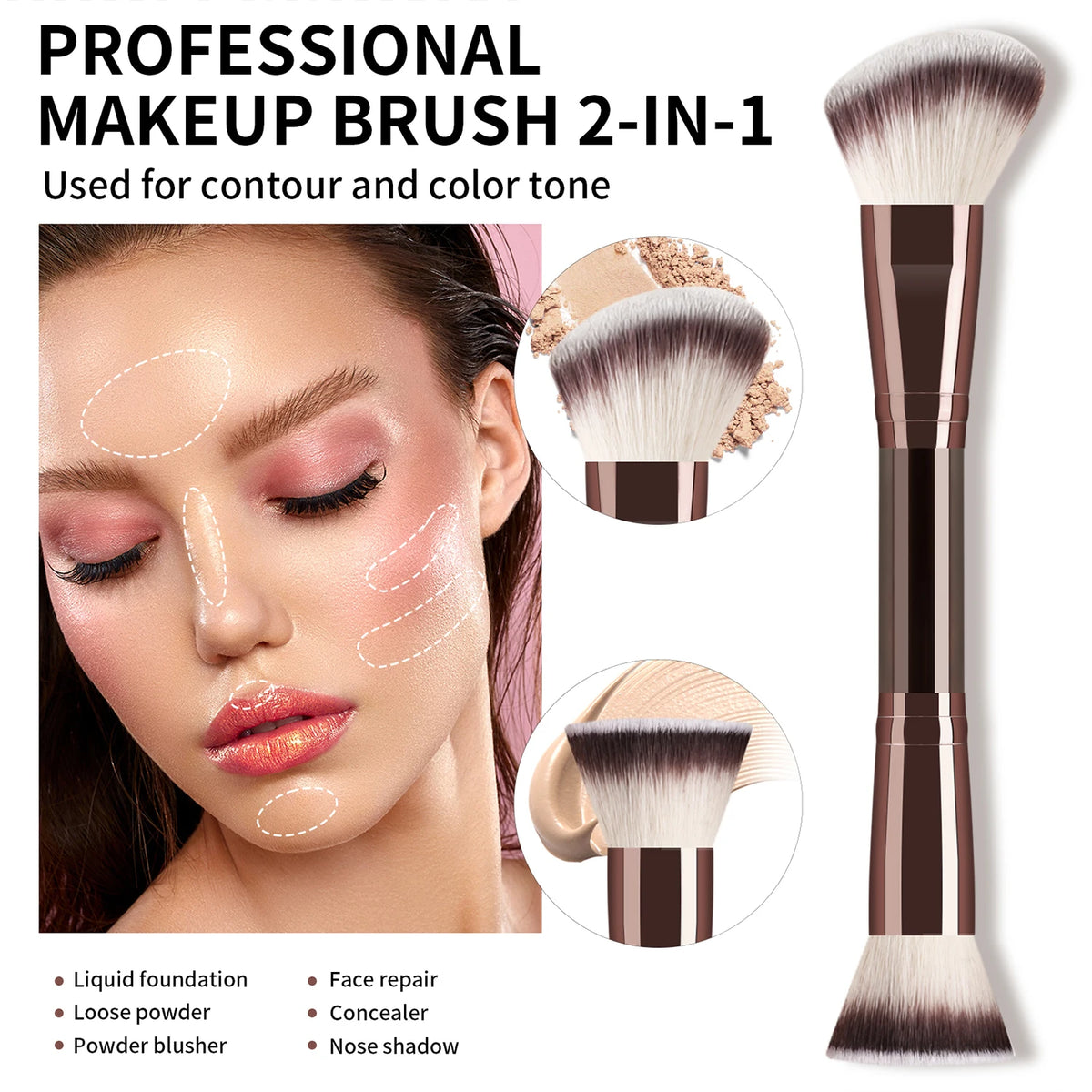 Ronshadow 4-Pc Double-Ended Makeup Brush Set | Face & Eye Makeup Brush Set QXL