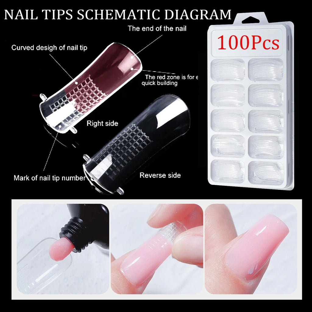 Crystal Nail Extension Gel Set – 19-Piece Kit with Forms & Brushes Nail Extension Gel Kit QXL