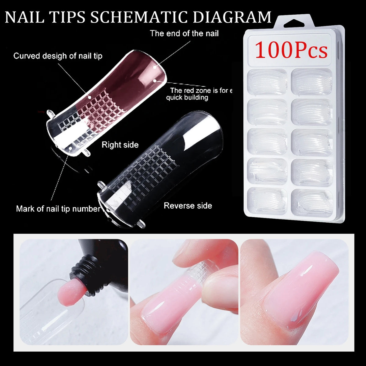 Crystal Nail Extension Gel Set – 19-Piece Kit with Forms & Brushes Nail Extension Gel Kit QXL
