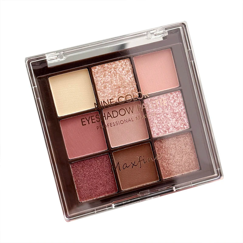 MAXFINE 9-Color Glitter Eyeshadow Palette | Shimmer & Matte Eyeshadow Palette QXL 01