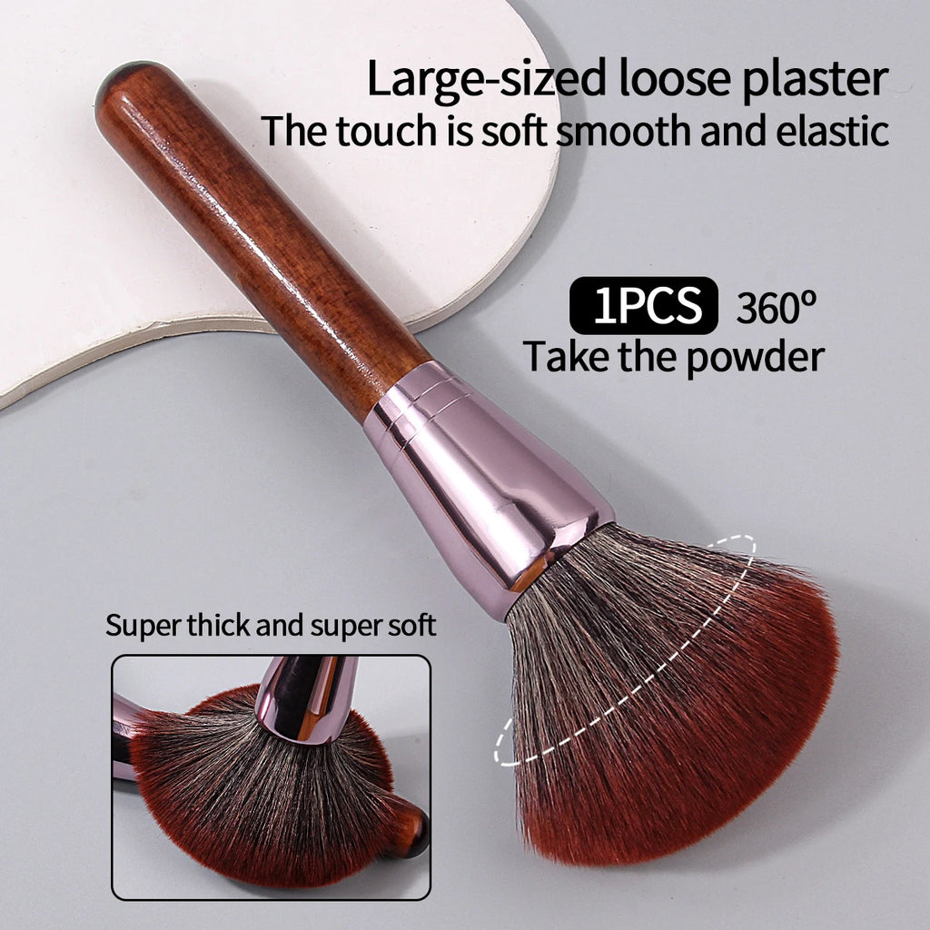 Wooden Handle Powder Blush & Contour Makeup Brush | Retro Makeup Brush QXL