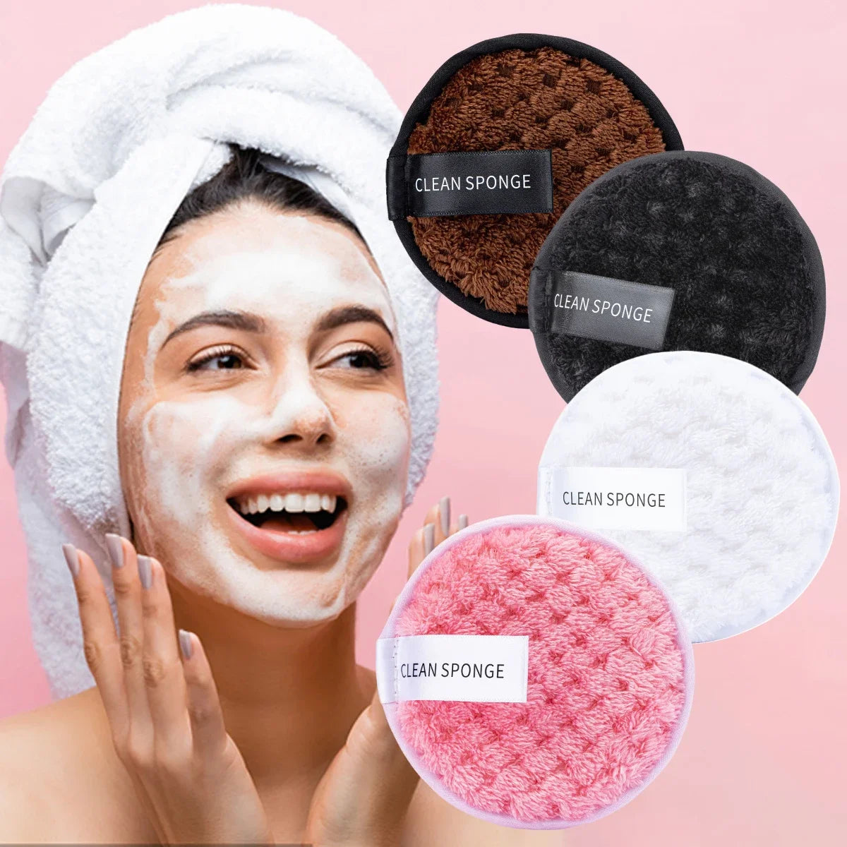 4-Pack Washable Microfiber Makeup Remover Pads & Cloths Makeup Remover Pads QXL