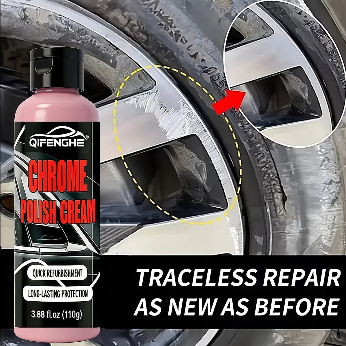 Car Chrome Polish Cream | Restore Shine & Protect Trim Chrome Polish Cream QXL 100ml 1