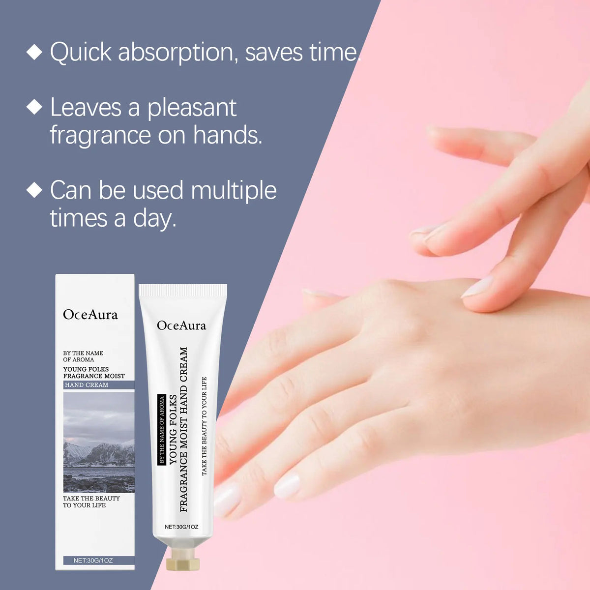 OceAura Hyaluronic Acid Hand Cream | Avocado Oil & Shea 30g Hand Cream QXL