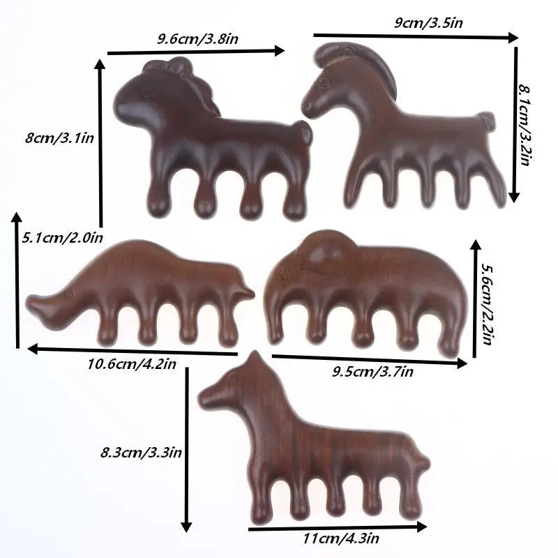 Animal Shape Sandalwood Hair Comb & Scalp Massager Wooden Hair Comb QXL