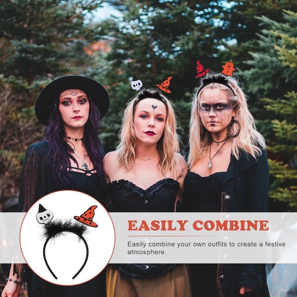 4-Pack Halloween Headbands | Cosplay Party Hair Hoops Halloween Headband Set QXL