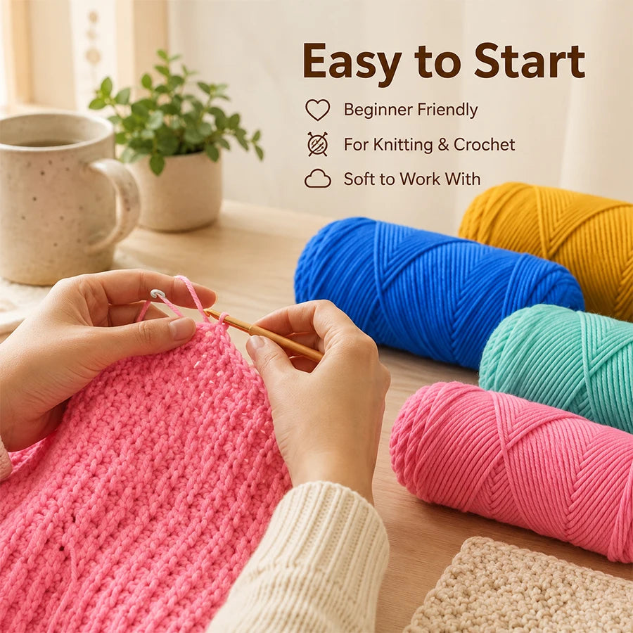 8-Ply Milk Cotton Yarn | Soft Knitting & Crochet Thread Knitting Crochet Yarn QXL