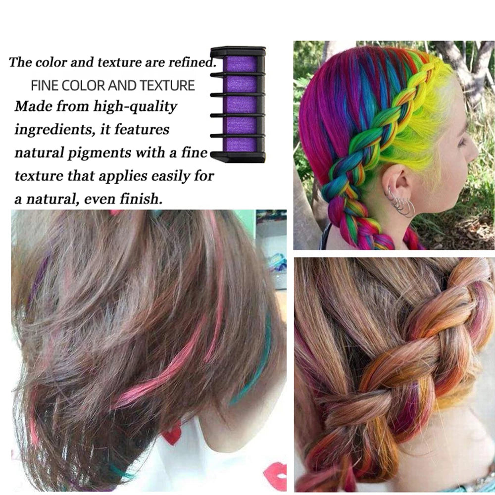 10-Color Washable Hair Chalk Comb Set | Temporary Hair Dye Hair Chalk Comb Set QXL