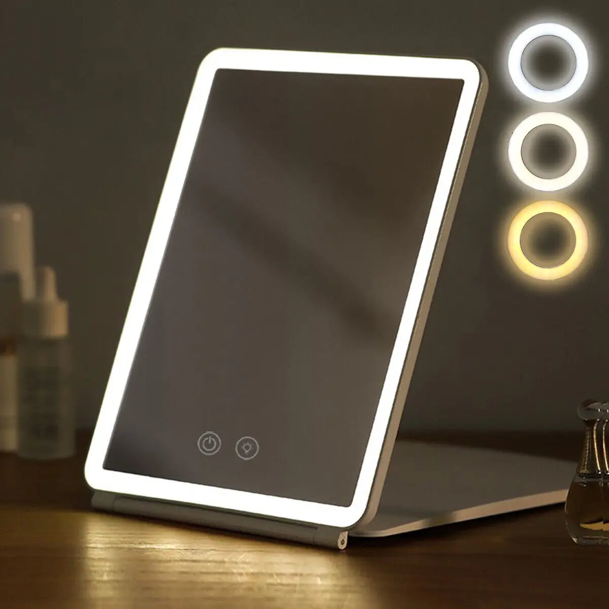 Foldable LED Makeup Mirror | 3 Color Modes, USB Rechargeable LED Makeup Mirror QXL