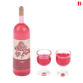3-Pc 1/12 Dollhouse Miniature Wine Bottle & Glass Set Dollhouse Miniature Set QXL B