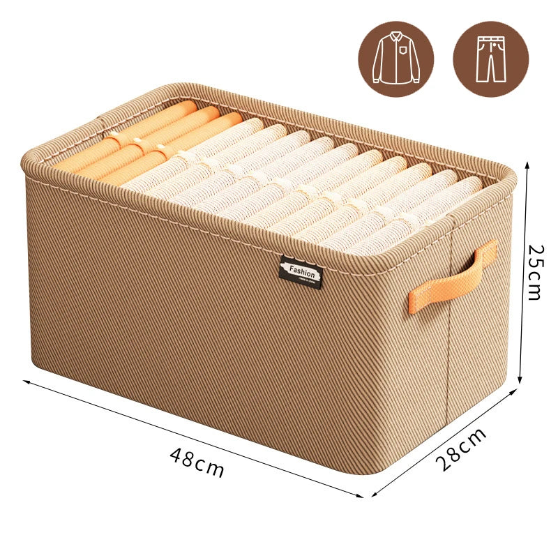 Thickened Fabric Clothes Storage Box | Wardrobe Basket Bin Fabric Storage Basket QXL Khaki XL