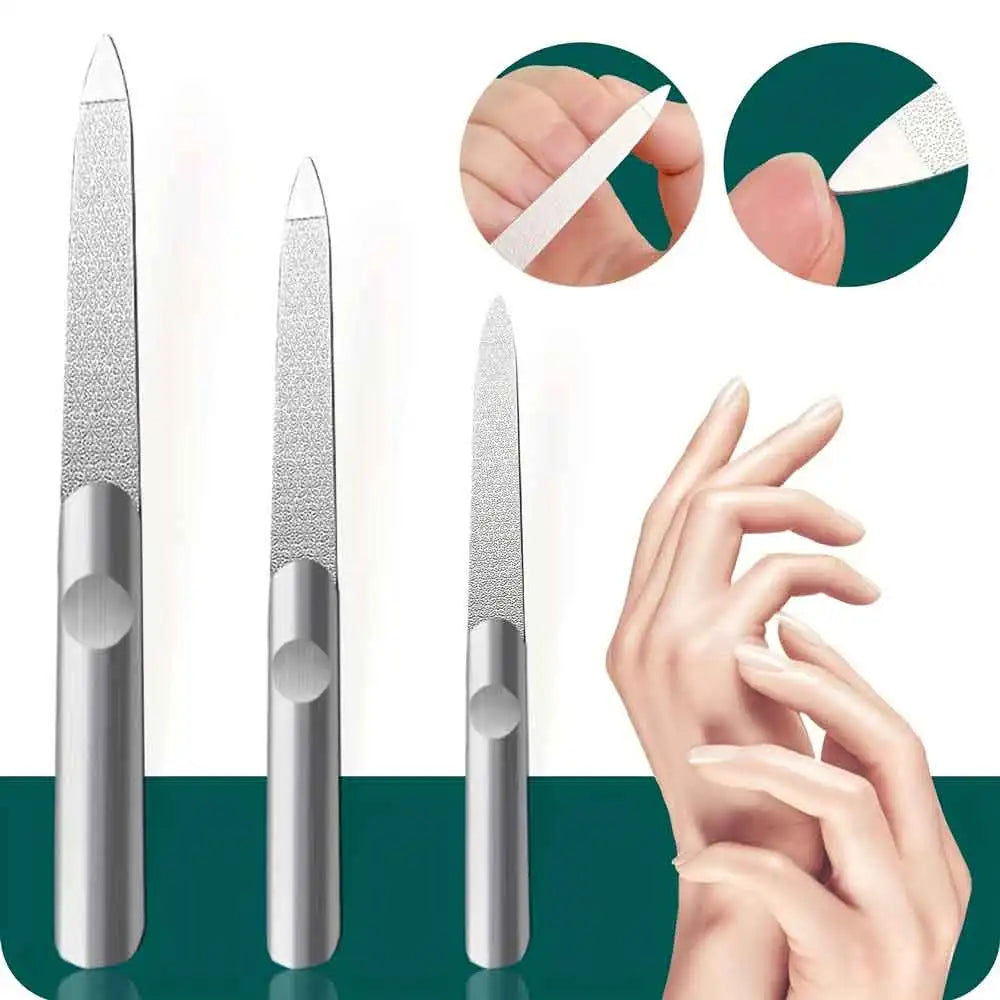 Double-Sided Stainless Steel Nail File | Manicure Buffer Nail File QXL