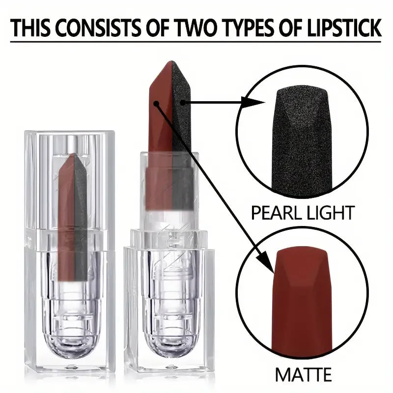 VERONNI 2-in-1 Two-Tone Matte & Glitter Lipstick | Long-Lasting 2-in-1 Lipstick QXL