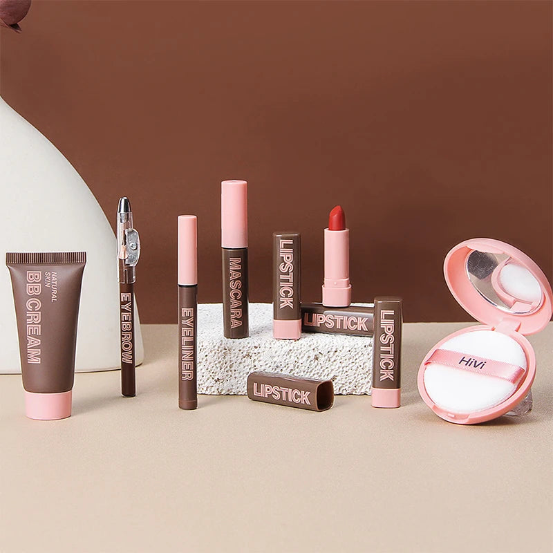 9-Piece Makeup Gift Set | Lipstick, Mascara & Brow Pencil Box Makeup Gift Set QXL