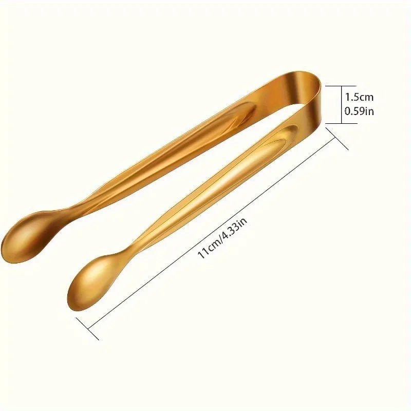 Golden Mini Serving Tongs | Stainless Steel Party & Charcuterie Mini Serving Tongs QXL