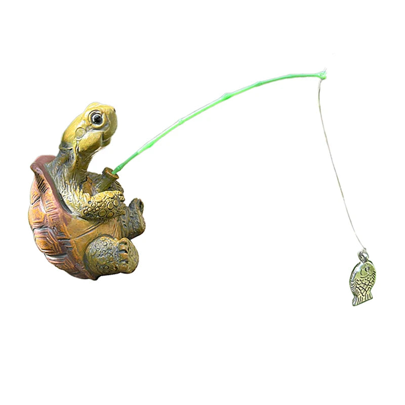 Cute Rope Fishing Turtle Resin Garden Statue & Figurine Garden Figurine QXL