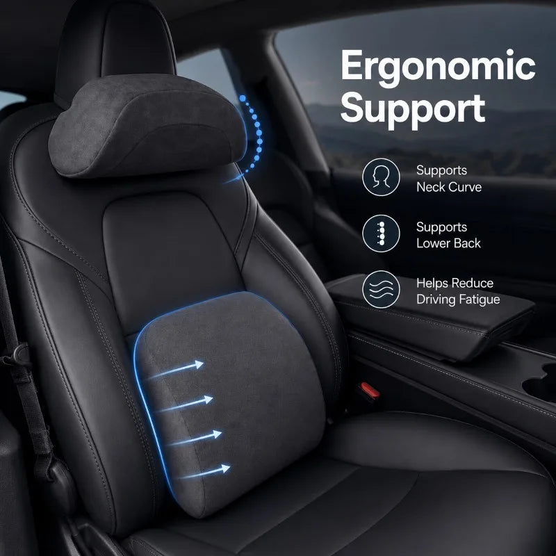 Car Neck Pillow & Lumbar Cushion Set | Tesla Model 3 Y S X Car Seat Cushion Set QXL