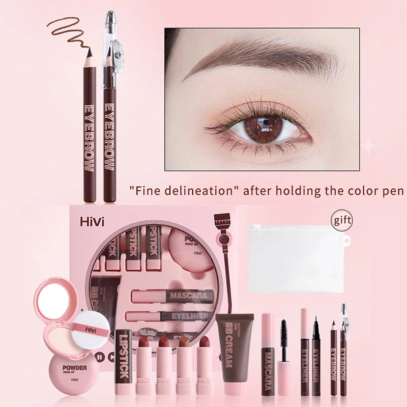 9-Piece Makeup Gift Set | Lipstick, Mascara & Brow Pencil Box Makeup Gift Set QXL