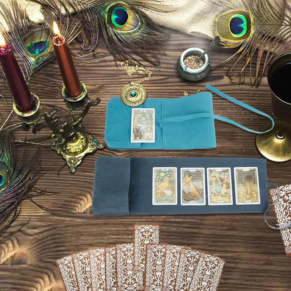 2-Piece Velvet Tarot Card Bag Set – Pouch & Spread Cloth Tarot Card Bag QXL