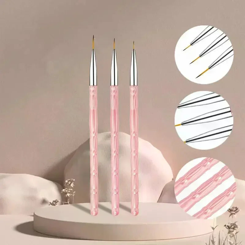 3-Piece Nail Art Liner Brush Set | Fine Detail UV Gel Nail Art Liner Brush QXL