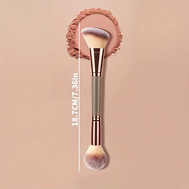Dual-Ended Contour & Blush Brush – Soft Wool Fiber Makeup Brush QXL