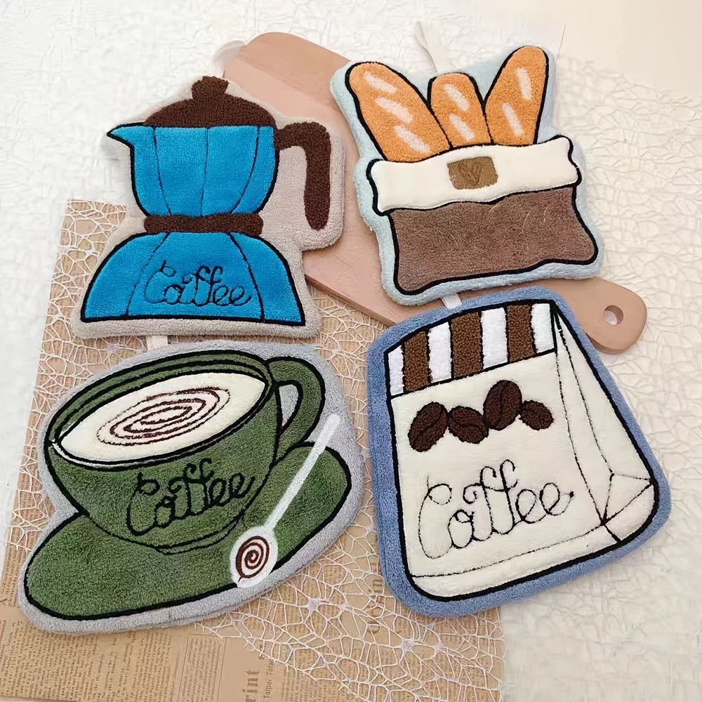 Coffee Theme Quick-Dry Hanging Hand Towel | Kitchen & Bath Decorative Hand Towel QXL