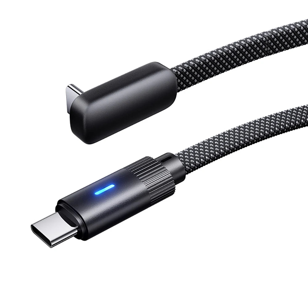 90° Dual USB-C Fast Charging Flat Cable | iPhone & Android USB-C Charging Cable QXL black 1.5m