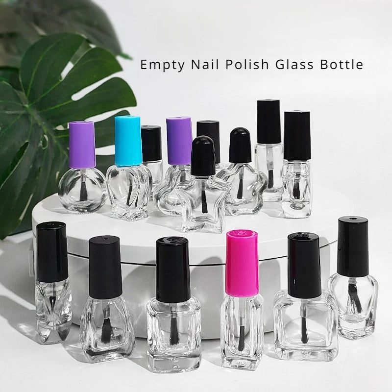 Empty Nail Polish Glass Bottles 5/10/15ml | Refillable UV Gel Nail Polish Bottle QXL