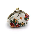 Women's Vintage Rose Canvas Coin Purse – Kiss Lock Clip Bag Canvas Coin Purse QXL WHITE