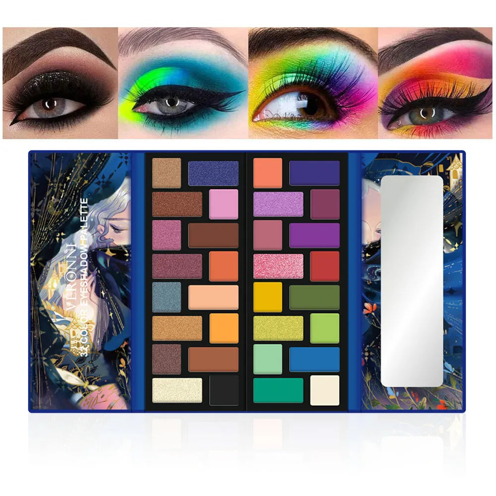 VERONNI 32-Color Eyeshadow Palette – Matte, Shimmer & Glitter Eyeshadow Palette QXL