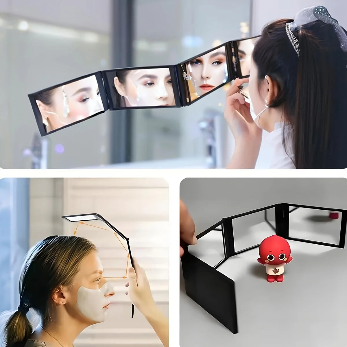 4-Sided Folding Compact Mirror | Multi-Angle Portable Mirror Folding Compact Mirror QXL