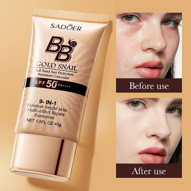 SADOER Snail BB Cream SPF50+ Concealer & Moisturizer 40g BB Cream SPF50+ QXL