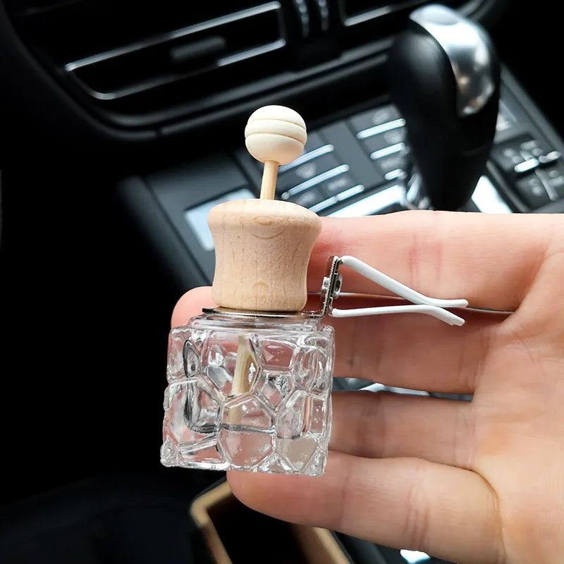 Hanging Car Air Freshener Glass Bottle | Refillable Vent Diffuser Car Air Freshener QXL