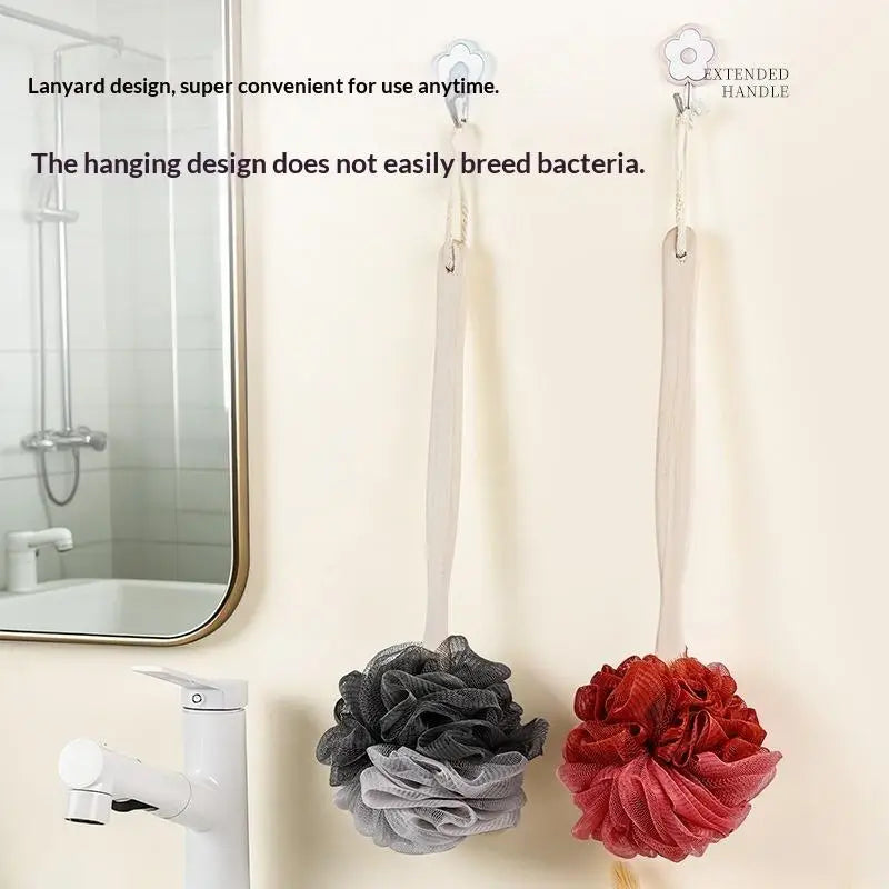 Wooden Handle Bath Brush | Soft Mesh Back Scrubber Bath Back Scrubber QXL