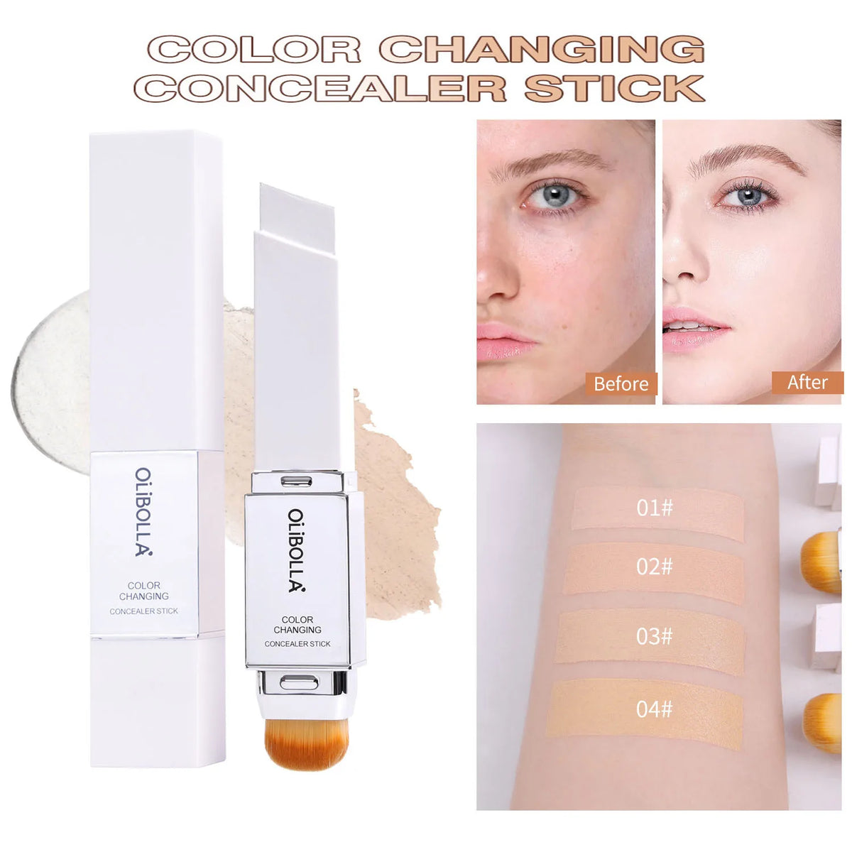 Color Changing Foundation Stick | Double-Ended with Brush Foundation Stick QXL