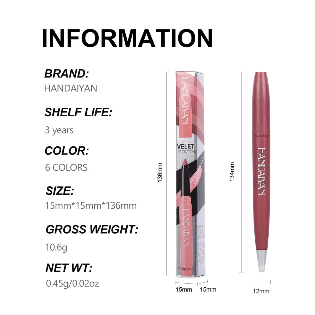 Handaiyan Matte Lip Liner Pen – 6 Shades, Waterproof Matte Lip Liner QXL