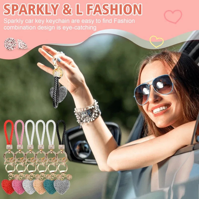 Rhinestone Heart Keychain | Crystal Car Key Ring Gift for Women Rhinestone Keychain QXL