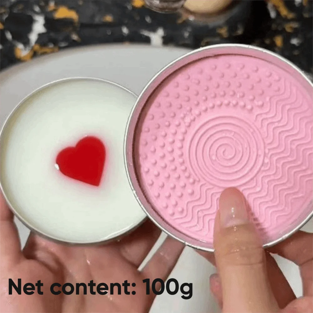 Makeup Brush Cleaner Soap & Silicone Mat – Deep Clean Tin Brush Cleaner Soap QXL