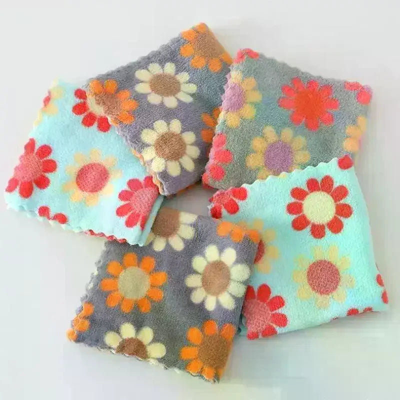 4-Pack Coral Fleece Kitchen Dishcloths | Soft Absorbent 30x30cm Kitchen Cleaning Cloths QXL