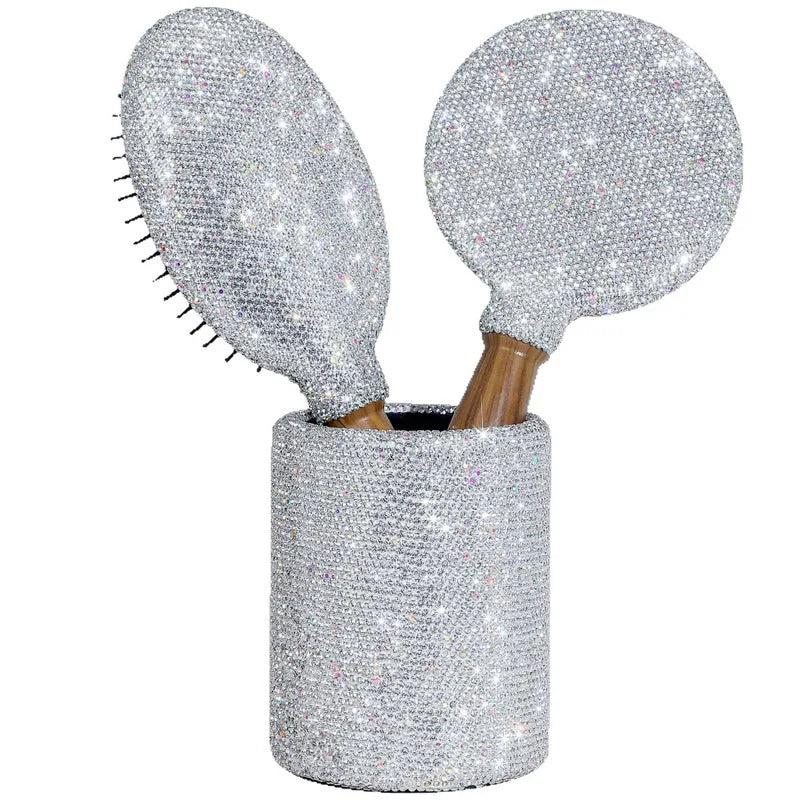 Diamond Dressing Table 3-Piece Set – Comb, Mirror & Organizer Vanity Gift Set QXL