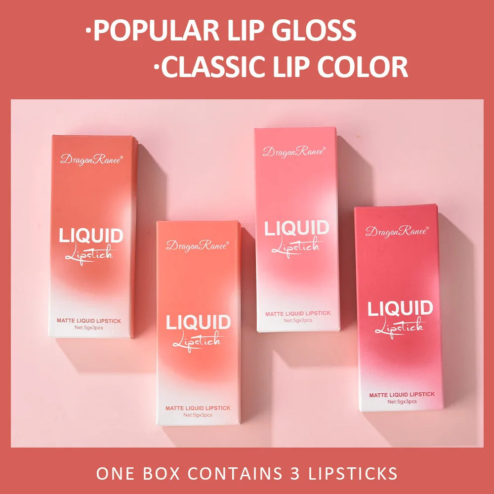 Dragon Ranee 3-Pc Velvet Matte Liquid Lipstick Set | Waterproof Liquid Lipstick Set QXL