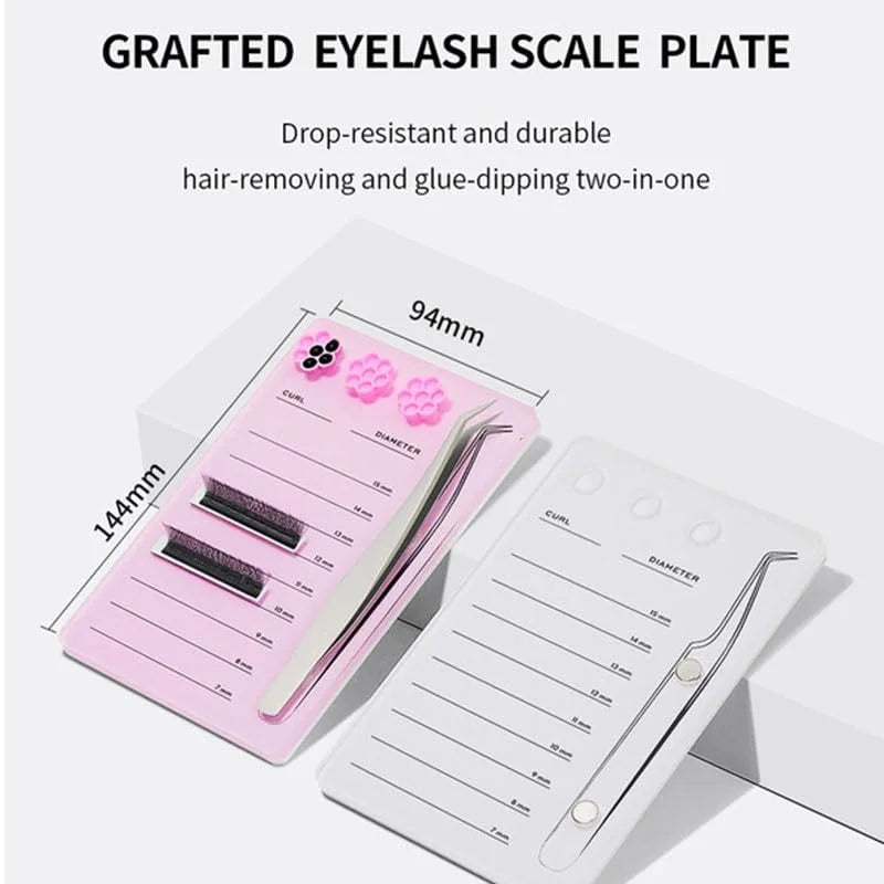 Acrylic Lash Extension Pallet Kit | 7–15mm Scale & Tweezer Holder Lash Extension Organizer QXL